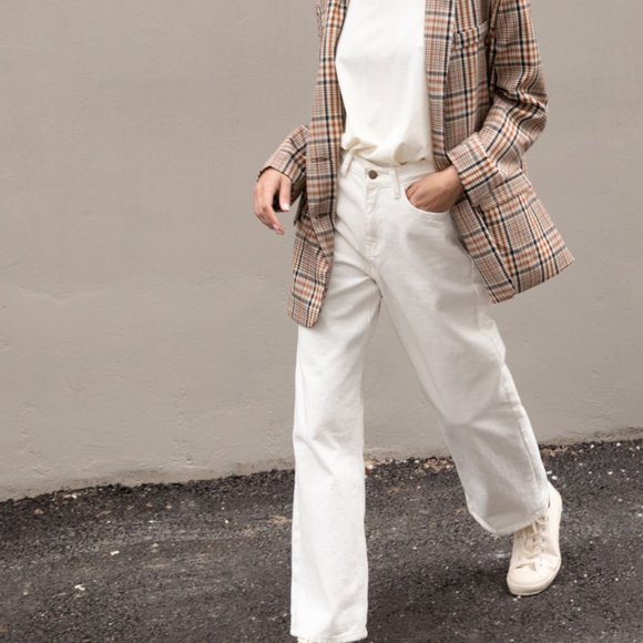 OAK + FORT straight leg white pant - Picture 1 of 3